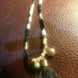 Necklace  Short Black & White Small Beads